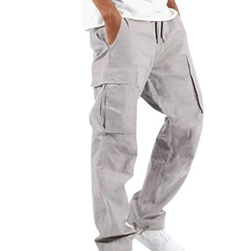 Mens Casual Cargo Pants Multi Pocket Straight Leg Trousers