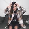 Vintage Women Long Sleeve Woolen Coats Fashion Ladies Thick Plaid Coat Female Streetwear Elegant Girls Oversize Jacket Chic