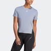 adidas Versatile Tee With Solid Color Logo, Quick-Dry For Sports And Fitness Women Tops Silver-Grey Violet HR7767