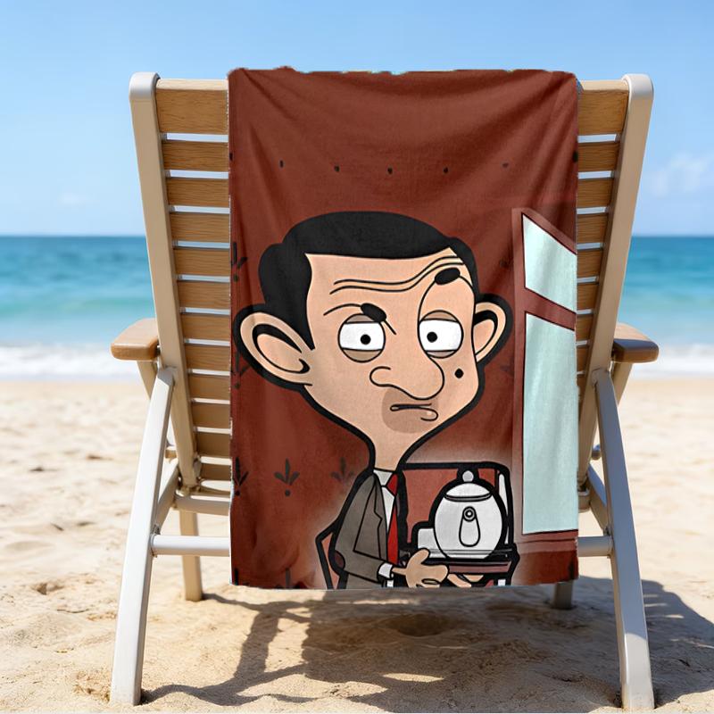 Beweis Strandtuch mit einem Mr. Bean2 Muster - weich, saugfähig, schnell trocknend, maschinenwaschbar - perfekt zum Schwimmen, Camping, Baden