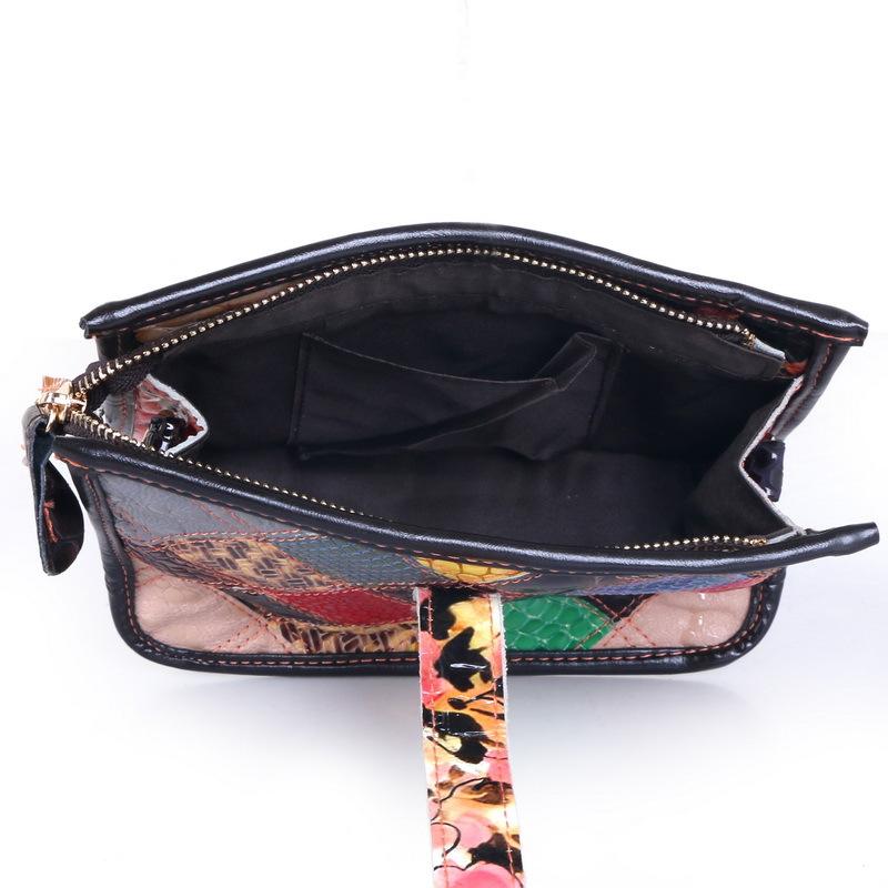 Bag Women'S Bag Retro Color Matching Shoulder Messenger Bag Trendy Zipper Sheepskin Small Bag