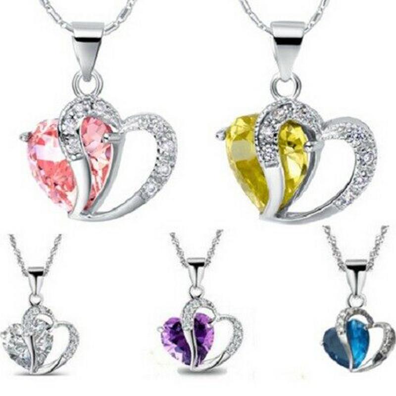 Korean Style Heart-shaped Zircon Crystal Necklace Collarbone Chain For Women Employee Benefits Wedding Travel Souvenir K132