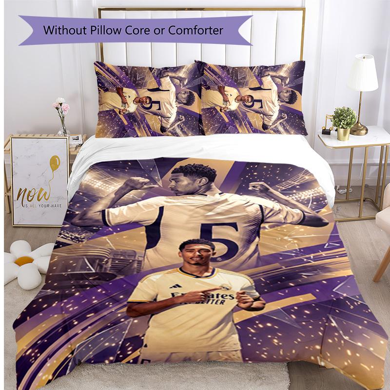 Set Lenzuola 3 Pezzi Stampato Jude Bellingham Traspirante Copripiumino con Federe Biancheria da Letto Decorativa per Camera da Letto Casa