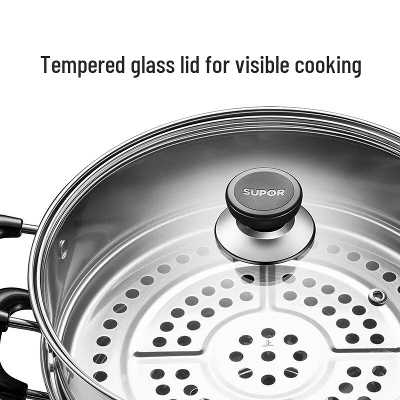 SUPOR 304 Stainless Steel Double-Layer 28cm Steamer Pot