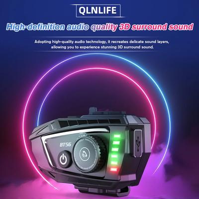 BT56 Motorcycle Helmet Bluetooth Headset BT5.4 Handsfree Call Wireless Noise Reduction Waterproof Headphone with RGB Light