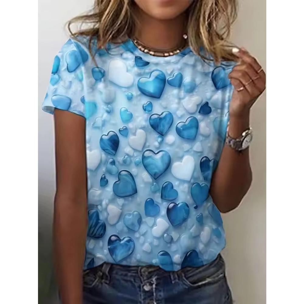 Dámské kulatý výstřih Módní Ležérní Krátký rukáv Tričko Top Oblečení