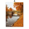 Autumn River Forest Pumpkin Coffee Squirrel Landscape Posters And Prints Wall Art Canvas Painting Pictures For Living Room Decor