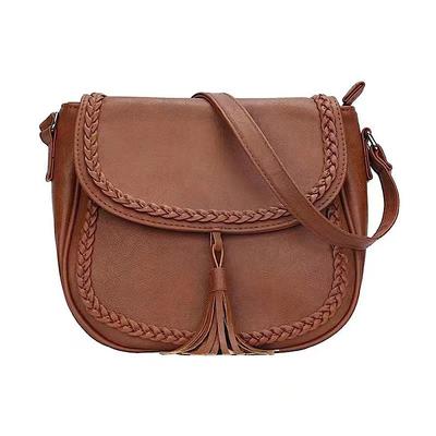 Borsa a tracolla casual da donna con chiusura a scatto, portafoglio, borsa a mano con frange intrecciate a mano.