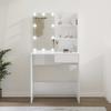Makeup Table with LED Lights High Gloss White 74.5 x 40 x 141 cm