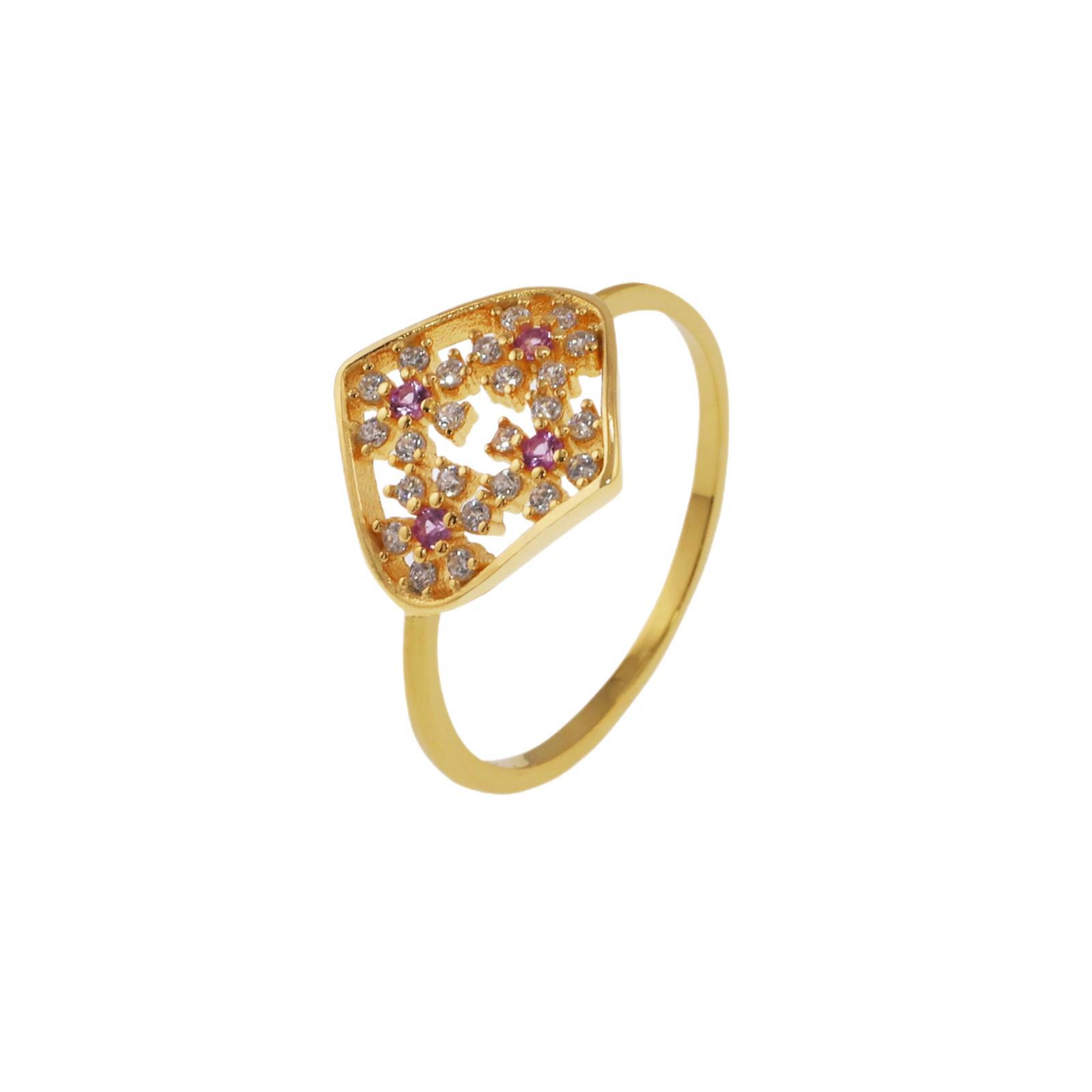 Introducing the Zhenxing Pink Diamond Flower Ring: S925 Gold-Plated Sterling Silver, a High-End Luxury for Women. Size 6