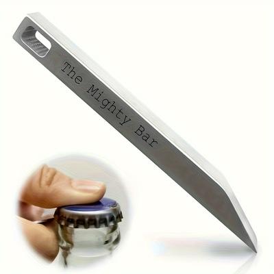 Vreckový nôž & Otvárač na fľaše Mighty Bar - Odolný prívesok na kľúče z nehrdzavejúcej ocele, EDC Multitool na každodenné nosenie