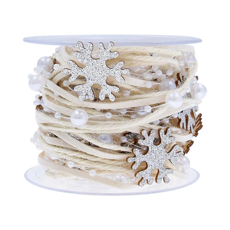 1/2M Christmas Ribbon Decoration Star Bead Chain Ribbon Xmas Tree Ornament DIY Christmas Gift Box Packaging 2023 New Year Natal 7
