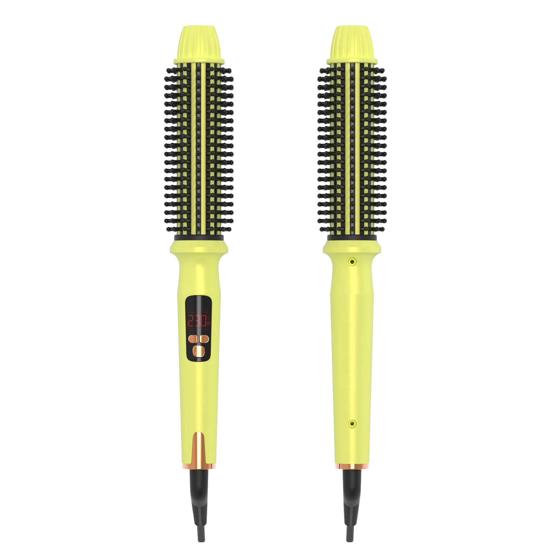 Brosse a Cheveux Professionnelle 450 ° F Peigne Chaud Brosse Ronde Thermique Bigoudi Electrique Brosse Lisseur 100-240V зелёный