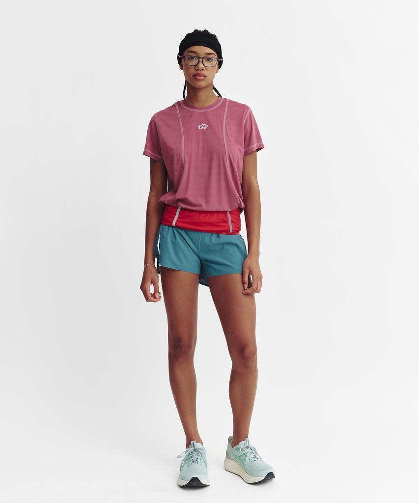 Minasu Sports Fit Contrast Stitch Short Sleeve T Shirt_Pink