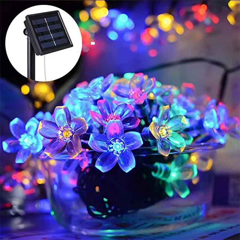 5M 20LED Solar String Lights Outdoor Waterproof 8 Mode Cherry Flower Light For Yard Garden Lawn Holiday Wedding Party Decoration
