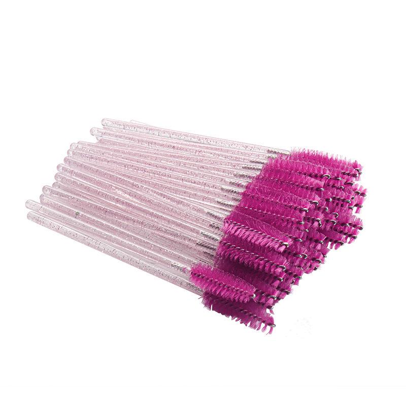 Pack of 50 Disposable Crystal Rod Eyelash and Eyebrow Spiral Brushes
