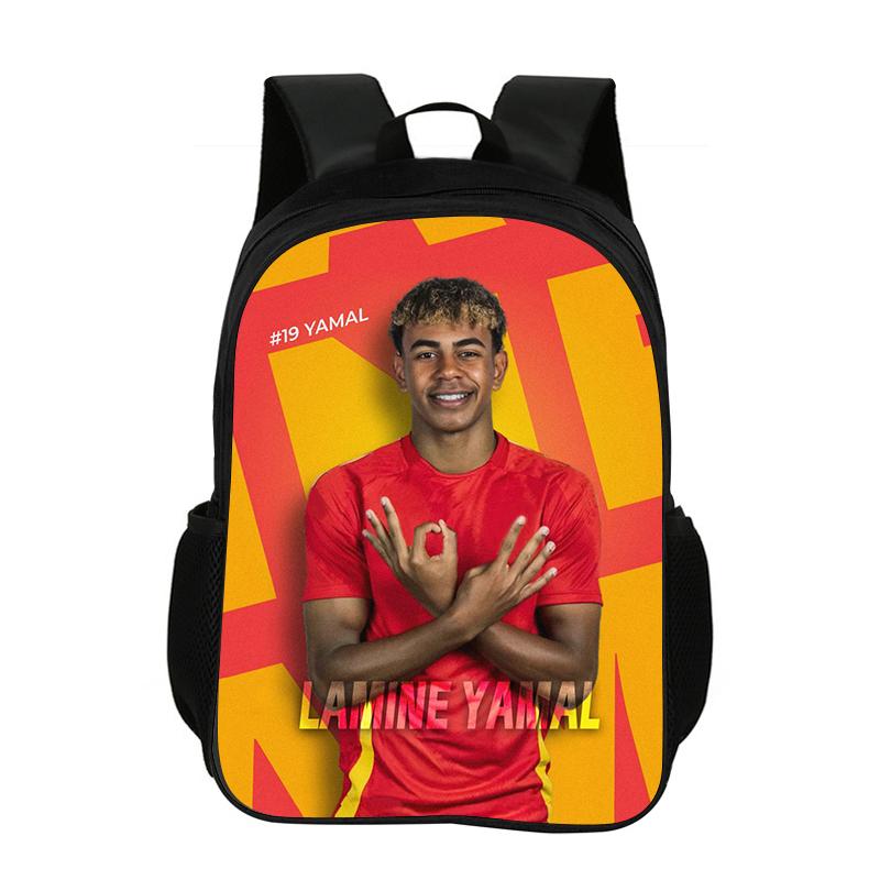 L-Lamin Yamal School Backpack Football Star Rucksack Child Bookbag Knapsack Fashion Schoolbag Football Sports Backpack Kids Gift
