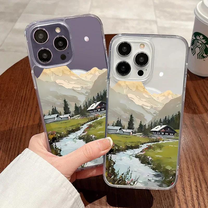 Beautiful Village At The Foot Of The Mountain Phone Case For IPhone 17e 17 Pro Max 16 15 14 13 12 11 Plus Shockproof Ins Cover