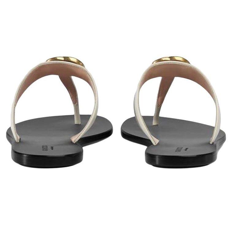 Gucci Double G Plaque Leather Sandals 497444 A3N00 9022