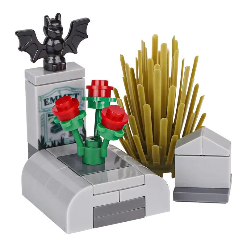 Halloween Decorative MOC Building Blocks Pumpkin Carriage Tombstone Skeleton Flame Horse Accessories Elf House Bricks Toys Gifts