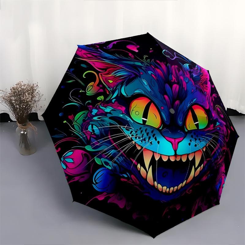 1pc Art Cat Automatic Umbrella Design, Cute Cartoon Pattern, Portable Outdoor Umbrella, Perfect, Holiday Gift for fans.A007