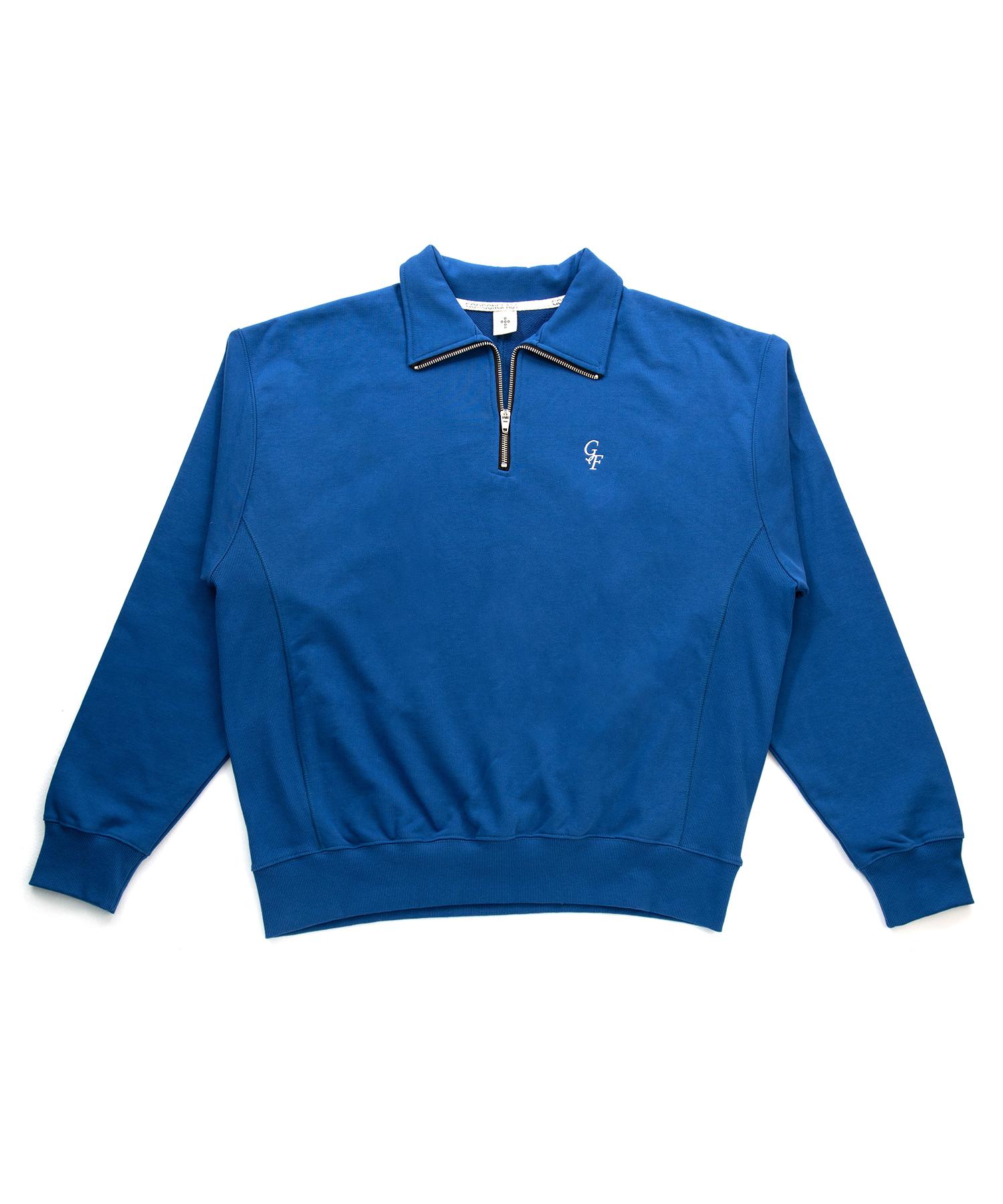 Gu Gong Fest Oversized Half Zip Sweatshirt Blue M