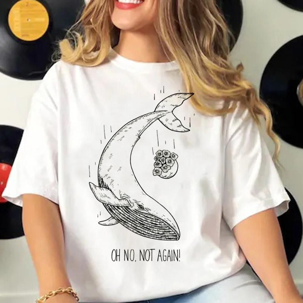 Whale Tshirts Women Summer Streetwear Y2K Tee feUnisex Comic Unisexga Clothing