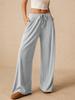 Available High-Waisted Tie-Waist Wide-Leg Fashion Pants - European and American Style, Solid Color.