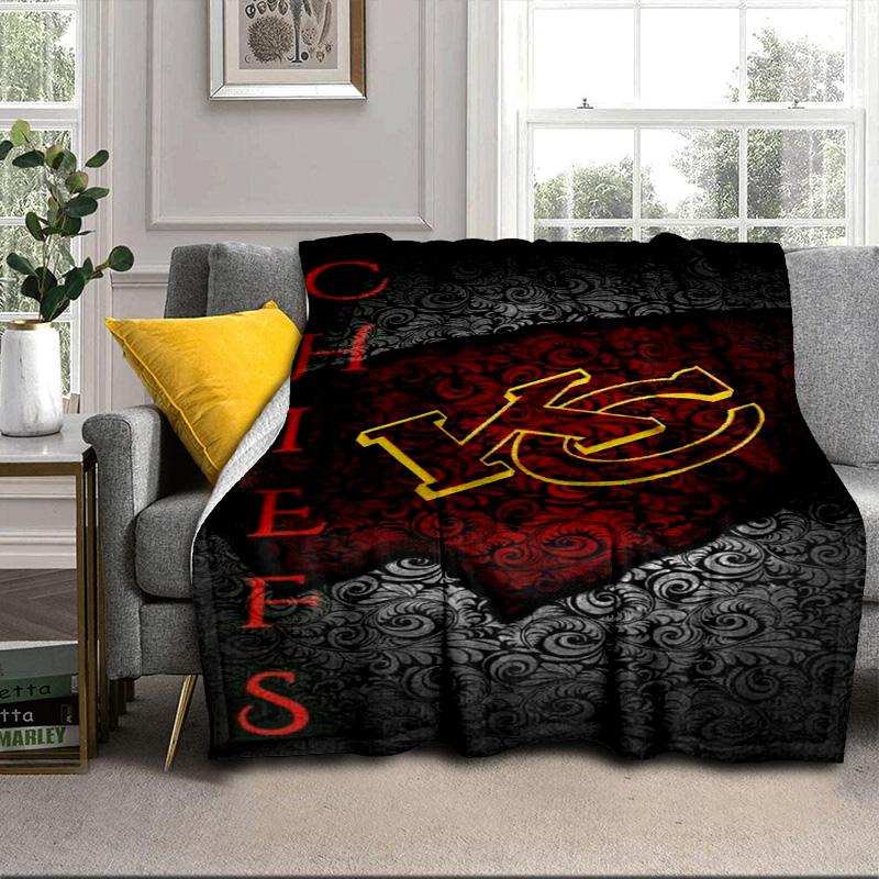 Kansas Chiefs Logo Portable Blanket/Soft Blanket Bedding Blanket Suitable for Travel Camping Living Rooms Offices Sofas Fan Gifts
