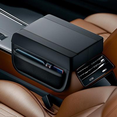 Car Armrest Cushion Arm Pad Middle Console Protector with Storage Pockets Protection Soft PU Leather