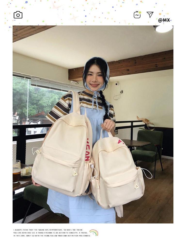 Damen Rucksack mit Buchstabenaufdruck, große Kapazität, neue Mode - Einfarbige Reise-Schultertasche für die Mittelschule
