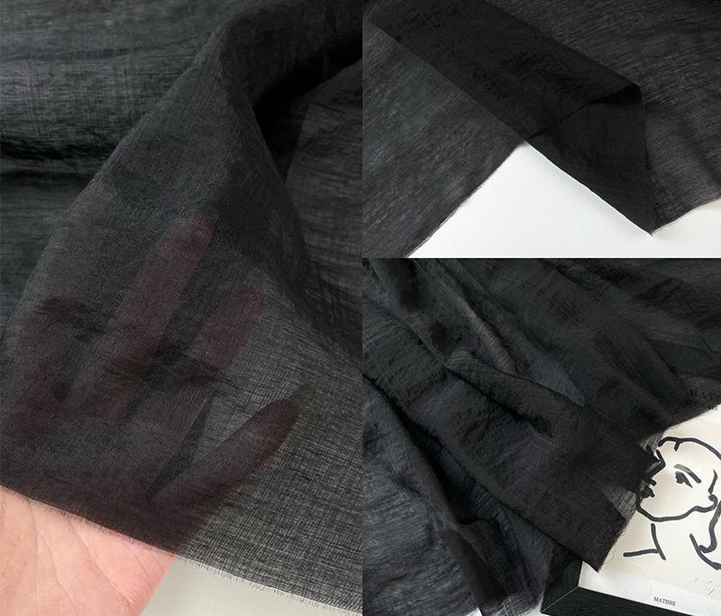 Custom Color Natural Silk Linen Blend Fabric Silk Linen Fabric чёрный