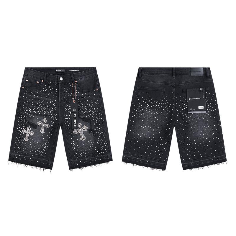 Trendige Marke PURPLE BRAND JEANS Europäische und amerikanische High-Street-weite vielseitige Jeans-Shorts für Männer und Frauen