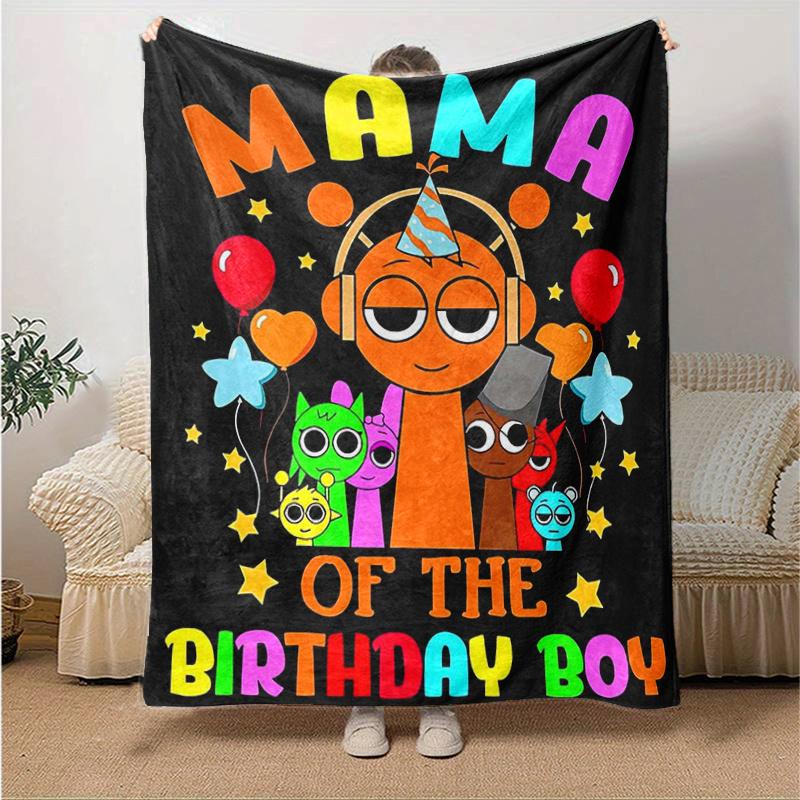 1pc Birthday Cartoon Character Print Blanket, Home Decor, Couch Throw .B061