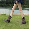 Mode Damen 2025 Sommer Neue Western Cowboy Stiefel Vintage Ritter Spitze Zehen Bestickte Stiefeletten