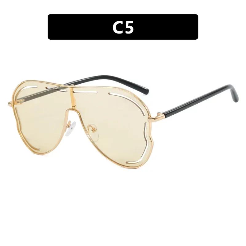  Oversized Retro Pilot Women Sunglasses Fashion Metal Quality Decoration Men Punk Shades UV400 Sun Glasses