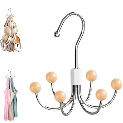 360° Rotatable Scarf Clothes Hangers Wooden Ball Wardrobe Hooks