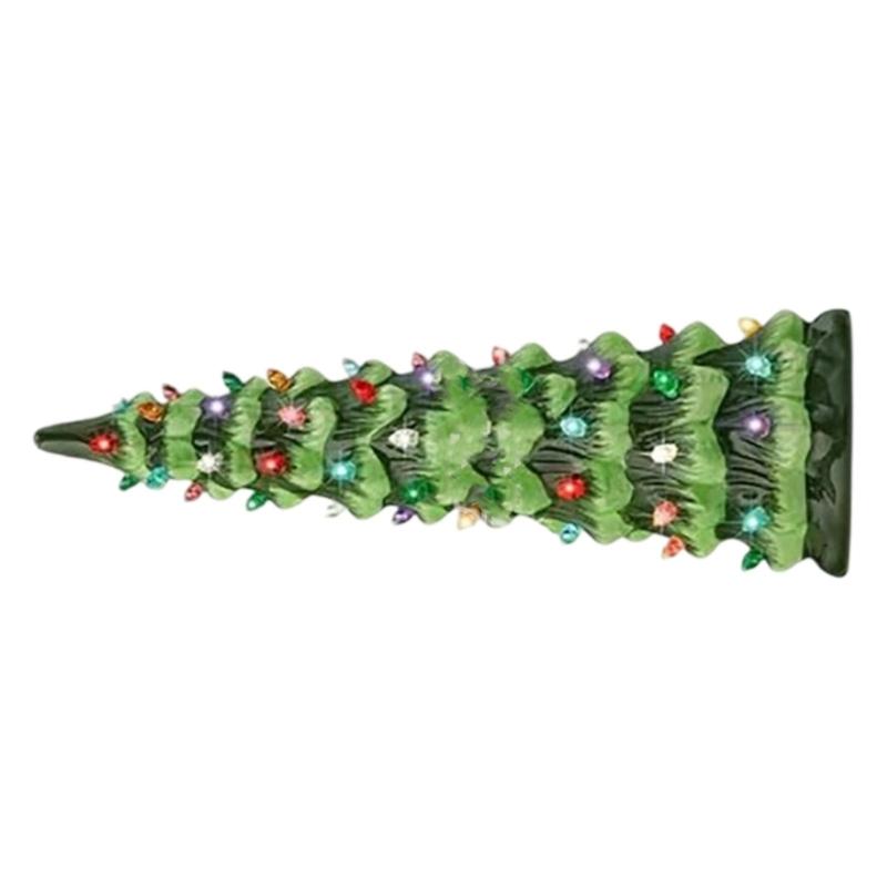 Sculptură Pom de Crăciun Luminoasă Rășină Pom de Sărbători Ornament de Birou cu Lumină LED Pentru Mese Mantele Decorațiune de Sărbători