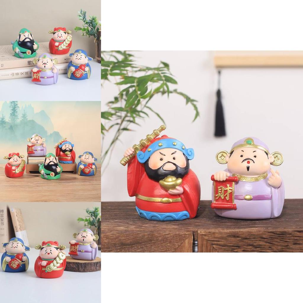 Adorable Resin Car Decorations Lucky Wealth God Figures Cartoon Style Stress Reliever