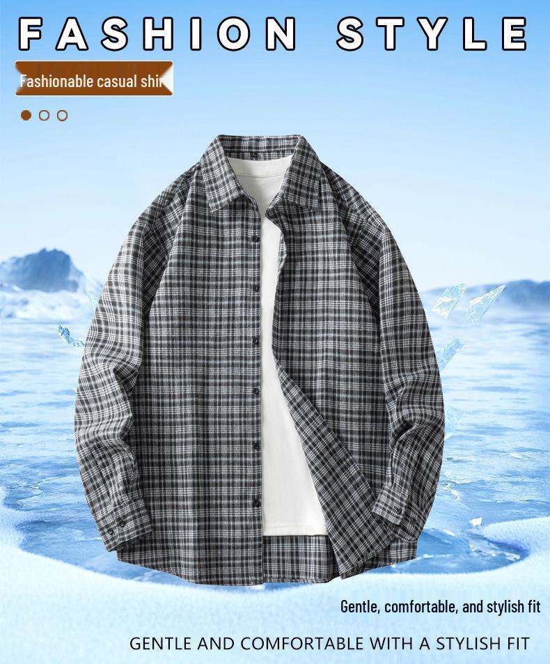 2026 Men's Retro Plaid Long-Sleeved Shirt - Casual Loose Fit for Spring & Autumn