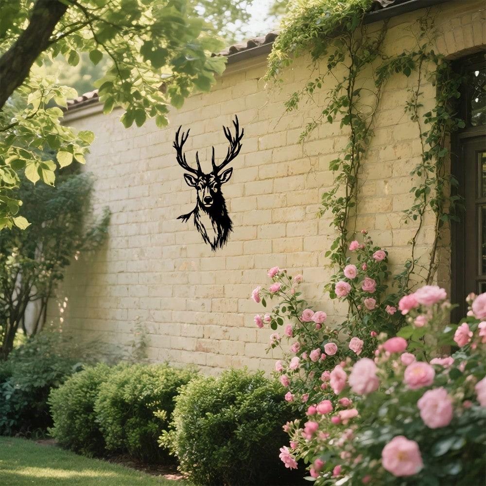 Elegant 2D Metal Deer Head Wall Art, Modern Minimalist Iron Sculpture for Home Decor
