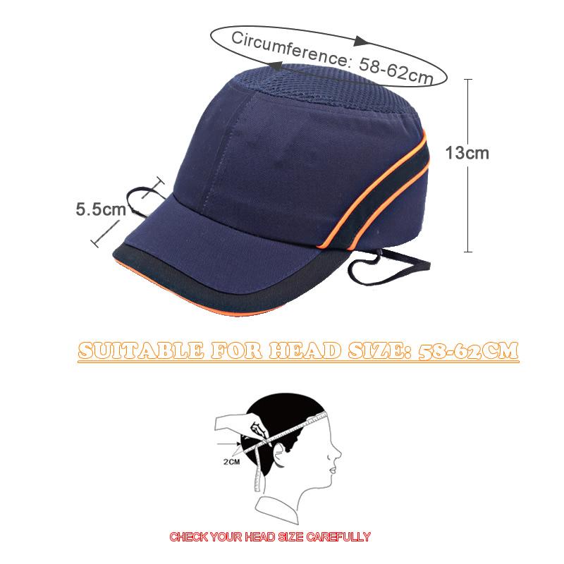 Work Safety Hi-Viz Strip Bump Cap Hard Inner Shell Protective Helmet Baseball Hat Style For Work Head Protection