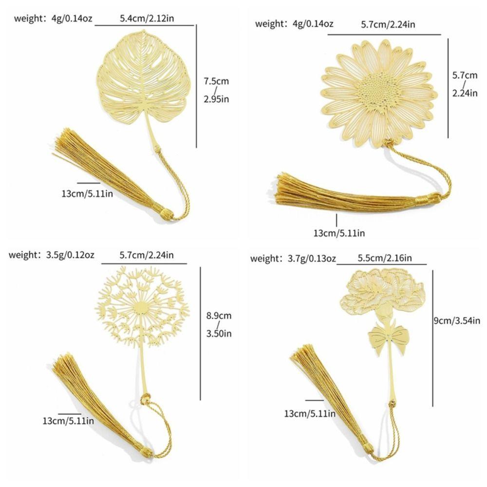 Sunflower Pattern Hollow Tassel Book Markers Leaf Chinese Style Bookmark  Book Marking