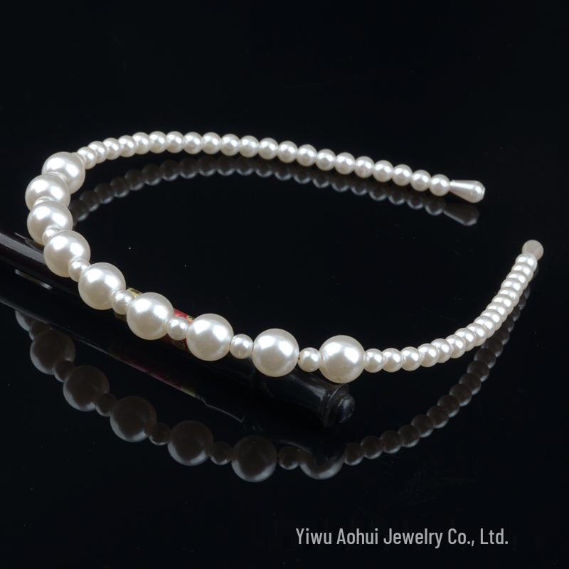 Handwoven Faux Pearl Headband & Bow Hair Clip Set for Brides