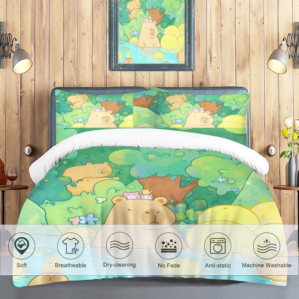 Cute cartoon dolphin bed sheets and down duvet covers, children's duvet covers, adult room decorations, ultra-fine fiber soft be