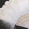 Chinese Style Vintage Retro Foldable Hand Fan Feathers Lace Folding Handheld Fan for Dance Wedding Decoration Party Favor Gifts