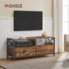 VASAGLE TV Cabinet, TV Unit for 55-Inch TV, Living Room, with 2 Drawers, 2 Storage Shelves, 120 x 40 x 50 cm, Steel Frame, Industrial Style