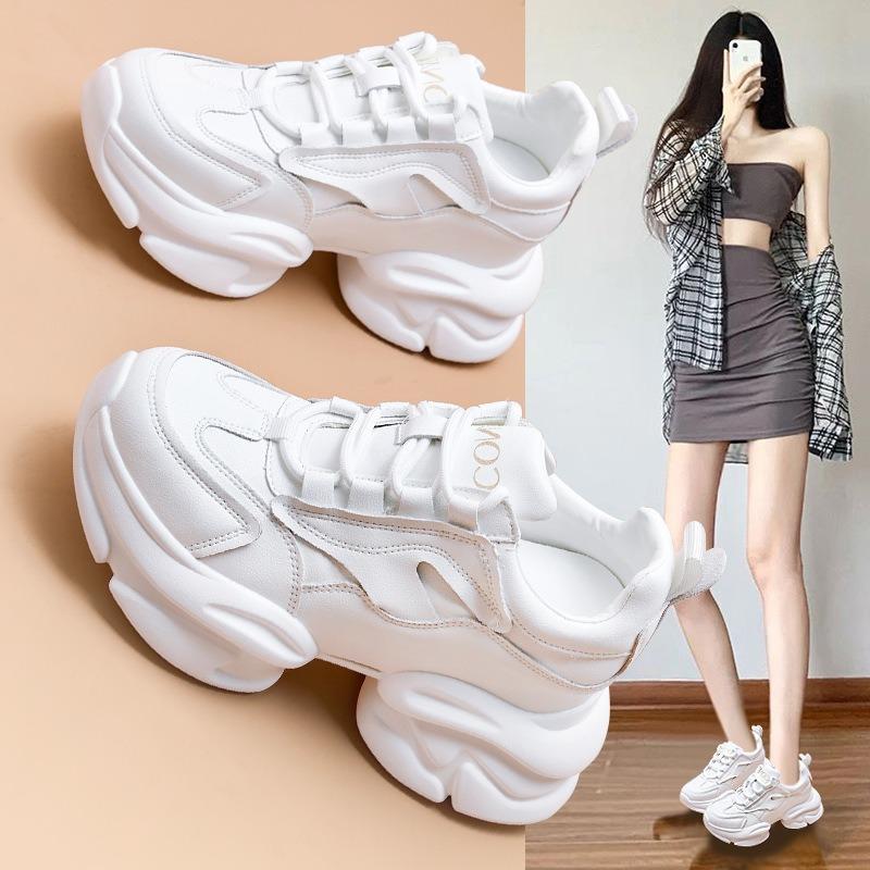 Leather Daddy Shoes Women's Spring Soft Sole Versatile Popular ins Super Fire Student Platform Casual Sports Women's Shoes