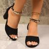 Ladies Shoes On Offer Peep Toe Sexy Women's Sandals Fashion Metal Decoration Office and Career Summer Plus Size Heeled Sandals
