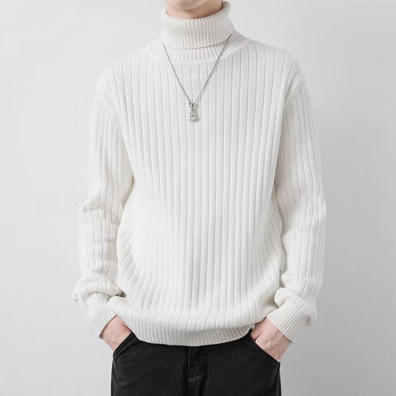 Men's High Neck Korean Style Thickened Wool Sweater - Trendy and Warm Knitwear for Autumn/Winter